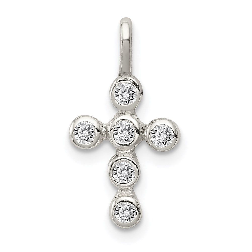 Sterlingsilber Poliert Kreuz Zirkonia Charm