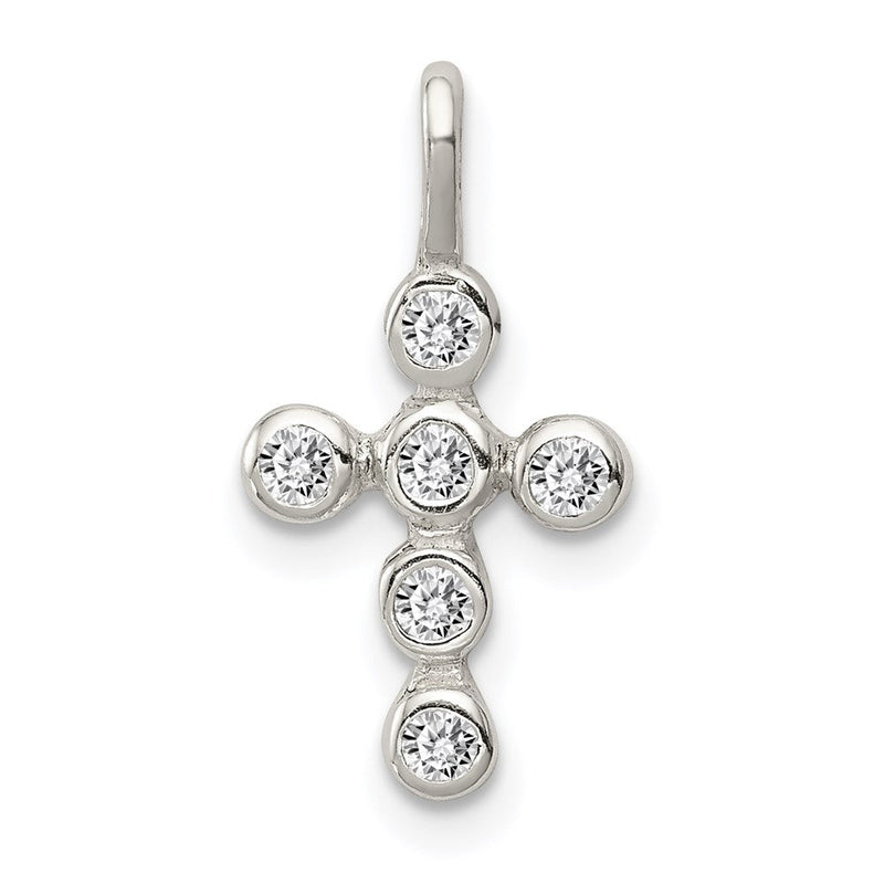 Sterlingsilber Poliert Kreuz Zirkonia Charm