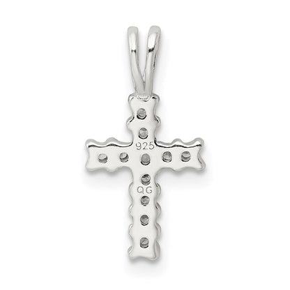 Sterlingsilber Poliert Zirkonia Kreuz Anhänger
