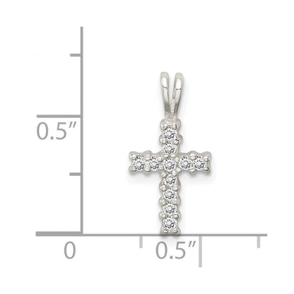 Sterlingsilber Poliert Zirkonia Kreuz Anhänger