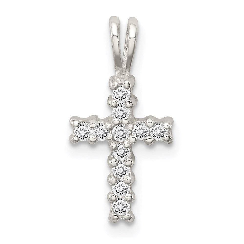 Sterlingsilber Poliert Zirkonia Kreuz Anhänger