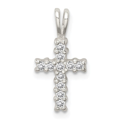 Sterlingsilber Poliert Zirkonia Kreuz Anhänger