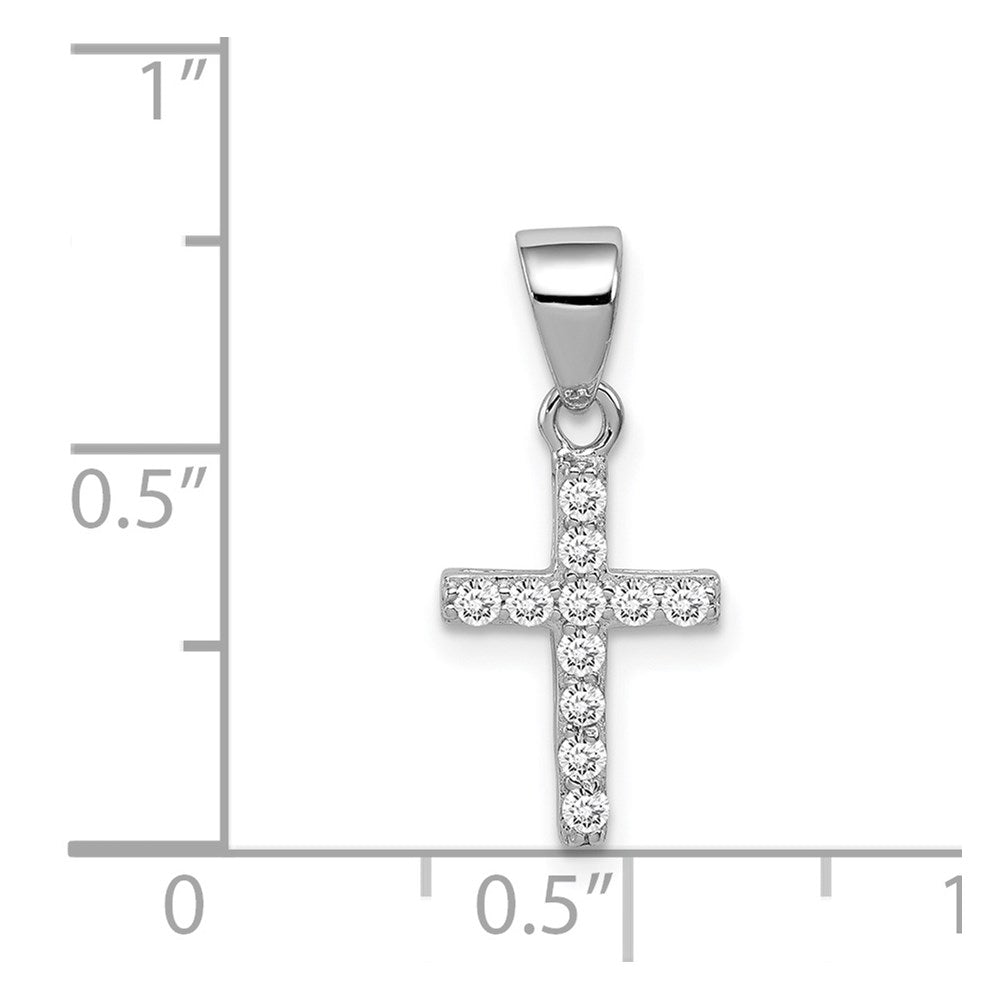 Sterlingsilber Rhodiniert Zirkonia Kreuz Anhänger