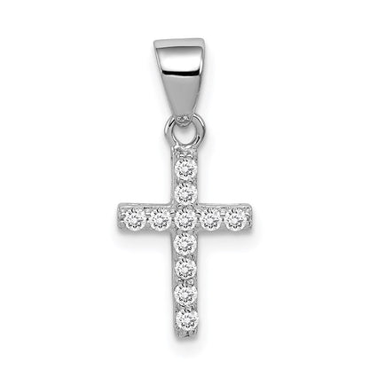 Sterlingsilber Rhodiniert Zirkonia Kreuz Anhänger