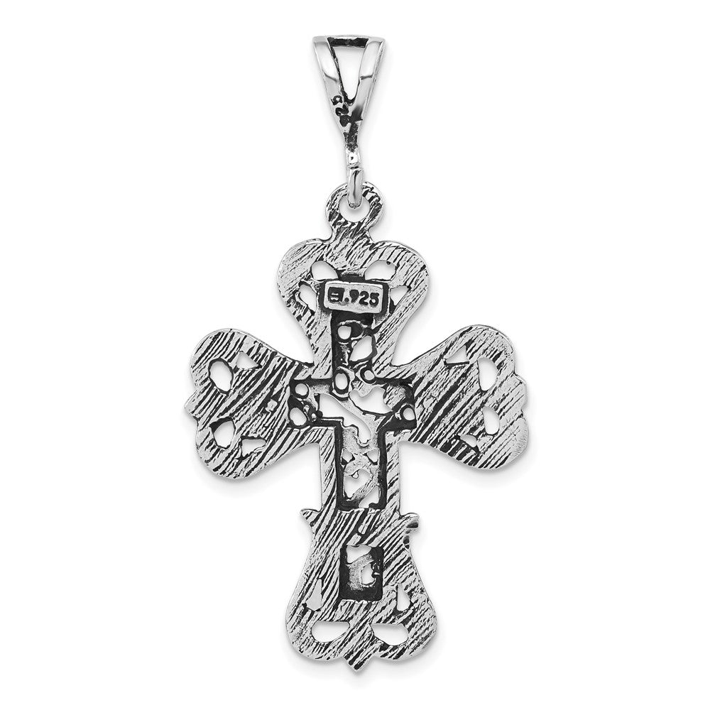 Sterlingsilber Poliert & Antikisiert S Design Kreuz Anhänger