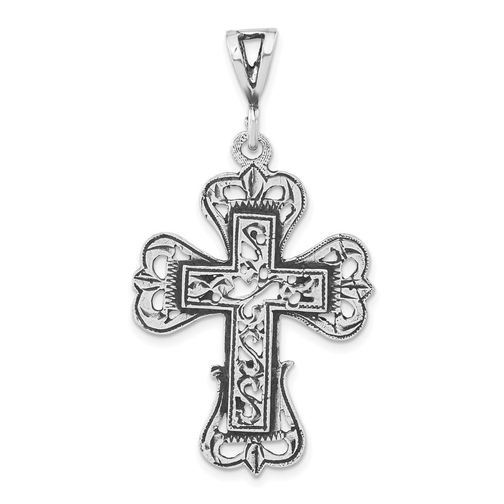 Sterlingsilber Poliert & Antikisiert S Design Kreuz Anhänger