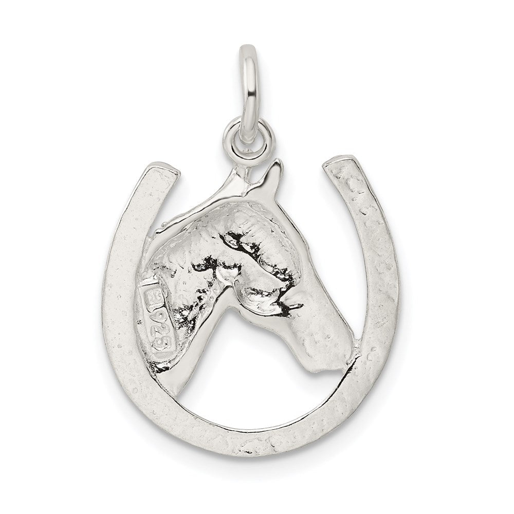 Sterlingsilber Hufeisen mit Pferd Kopf Anhänger
