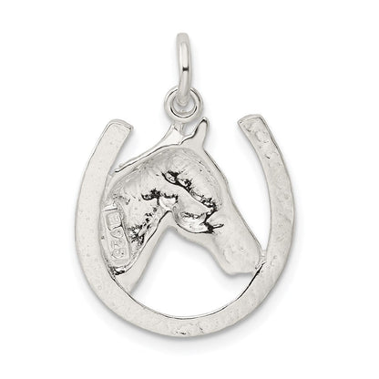 Sterlingsilber Hufeisen mit Pferd Kopf Anhänger