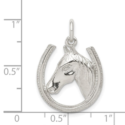 Sterlingsilber Hufeisen mit Pferd Kopf Anhänger