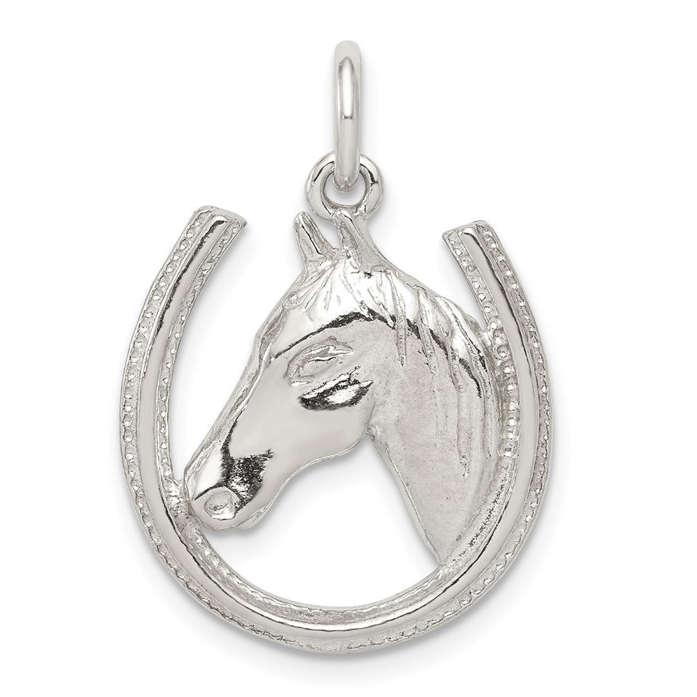 Sterlingsilber Hufeisen mit Pferd Kopf Anhänger