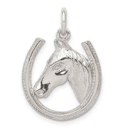 Sterlingsilber Hufeisen mit Pferd Kopf Anhänger