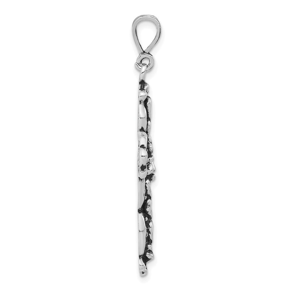 Sterlingsilber Poliert Antikisiert & Strukturiert Schleife Bell Herz Kreuz Anhänger