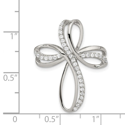 Sterlingsilber Rhodiniert Poliert Zirkonia Kreuz Kette Anhänger
