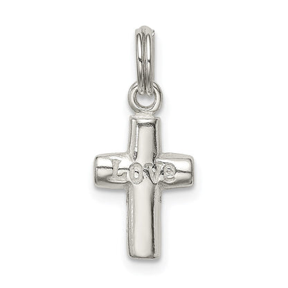 Sterlingsilber Poliert Liebe Kreuz Charm