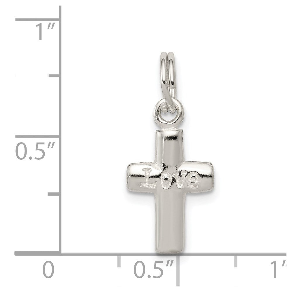 Sterlingsilber Poliert Liebe Kreuz Charm