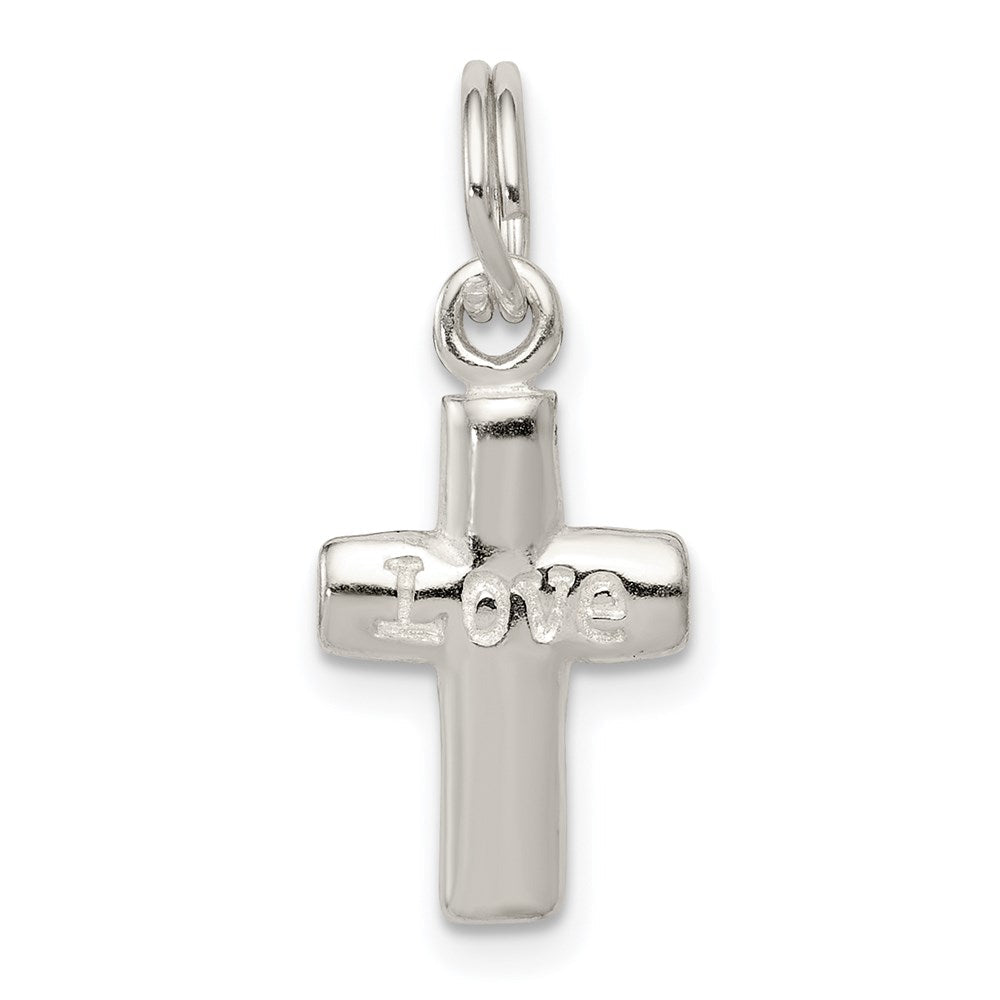 Sterlingsilber Poliert Liebe Kreuz Charm