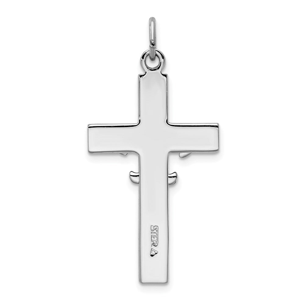 Sterlingsilber Rhodiniert & Goldfarben Fleur De Lis Kreuz Anhänger