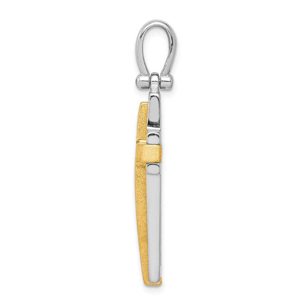 Sterlingsilber Rhodiniert & Goldfarben Brshd/polished Kreuz Anhänger