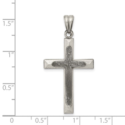Sterlingsilber Antikisiert, Poliert und Gebürstet Lateinisch Kreuz Anhänger