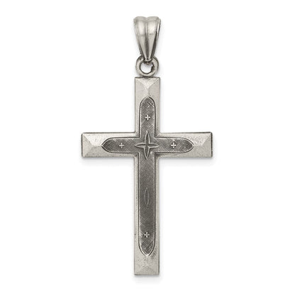 Sterlingsilber Antikisiert, Poliert und Gebürstet Lateinisch Kreuz Anhänger