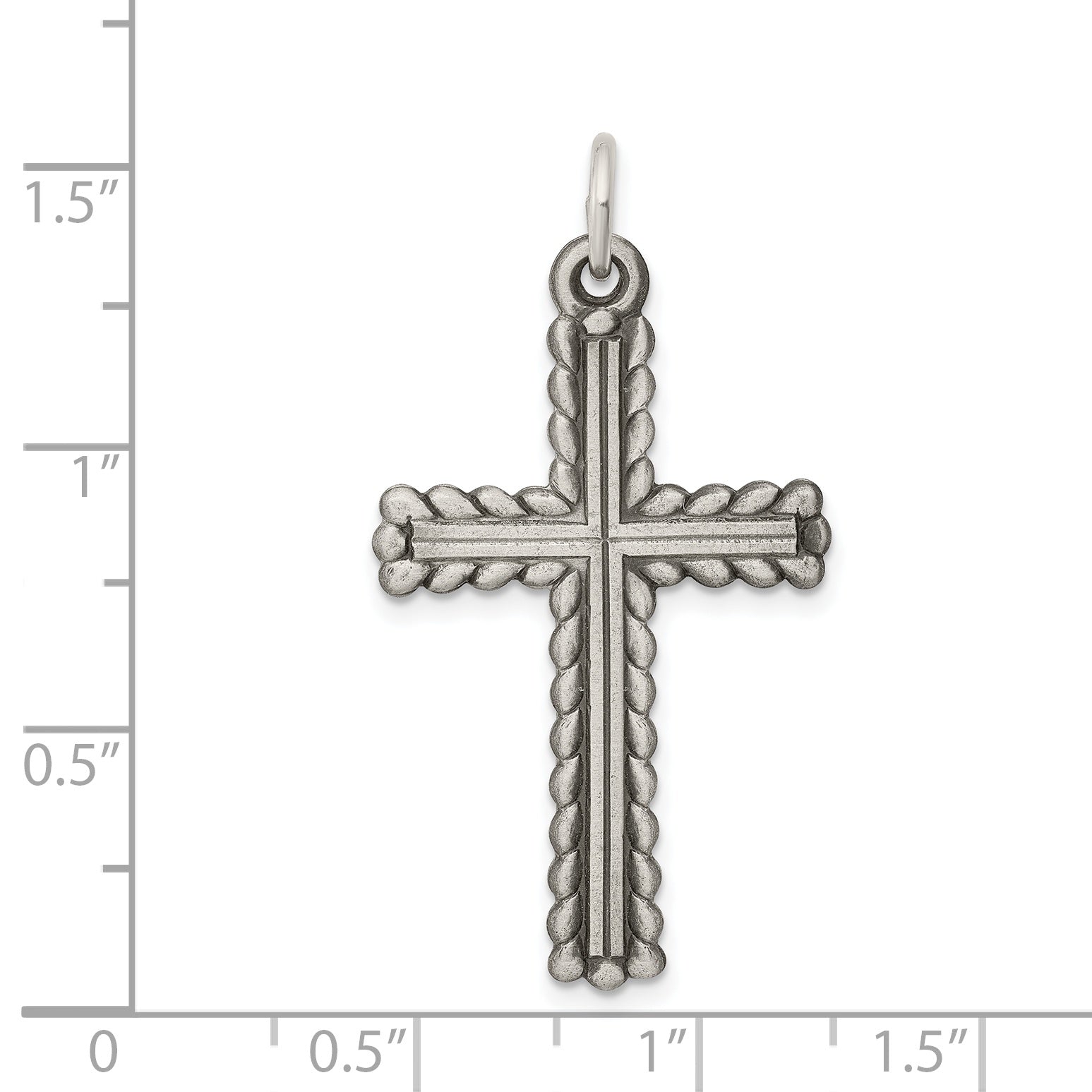 Sterlingsilber Antikisiert, Strukturiert und Gebürstet Lateinisch Kreuz Anhänger