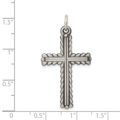 Sterlingsilber Antikisiert, Strukturiert und Gebürstet Lateinisch Kreuz Anhänger