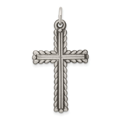 Sterlingsilber Antikisiert, Strukturiert und Gebürstet Lateinisch Kreuz Anhänger