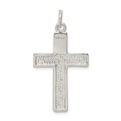 Sterlingsilber Poliert Squared Kreuz Kruzifix Anhänger