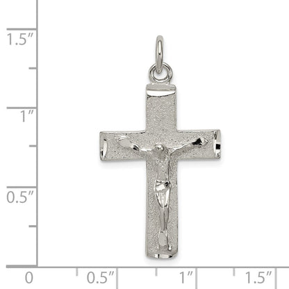 Sterlingsilber Poliert Squared Kreuz Kruzifix Anhänger