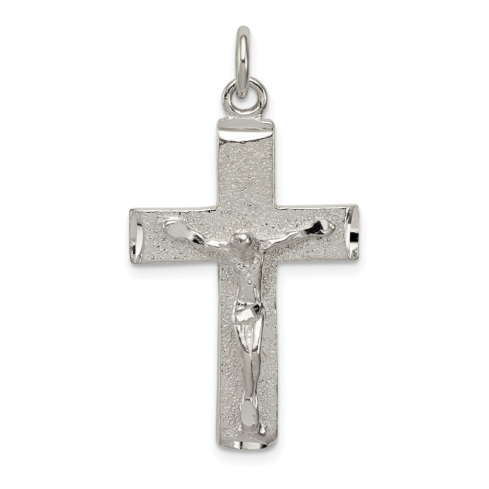 Sterlingsilber Poliert Squared Kreuz Kruzifix Anhänger