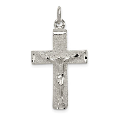 Sterlingsilber Poliert Squared Kreuz Kruzifix Anhänger