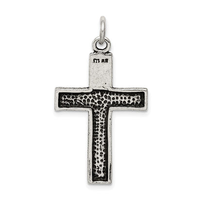 Sterlingsilber Antikisiert Squared Kreuz Kruzifix Anhänger