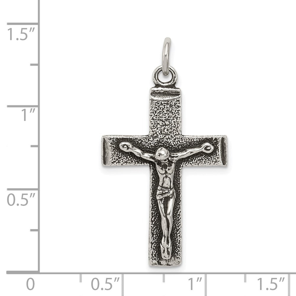 Sterlingsilber Antikisiert Squared Kreuz Kruzifix Anhänger