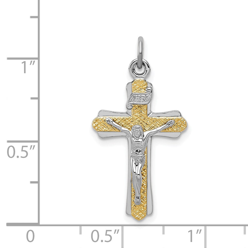 Sterlingsilber Rhodiniert & Goldfarben Inri Kruzifix Kreuz Anhänger