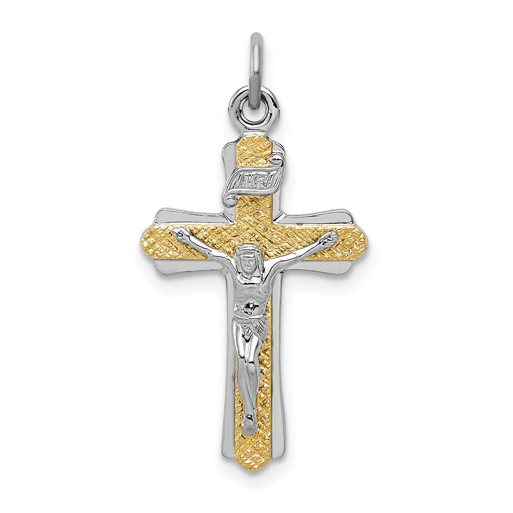 Sterlingsilber Rhodiniert & Goldfarben Inri Kruzifix Kreuz Anhänger