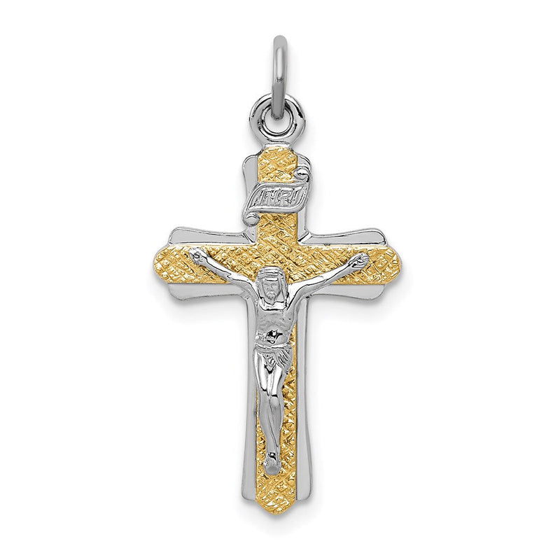 Sterlingsilber Rhodiniert & Goldfarben Inri Kruzifix Kreuz Anhänger