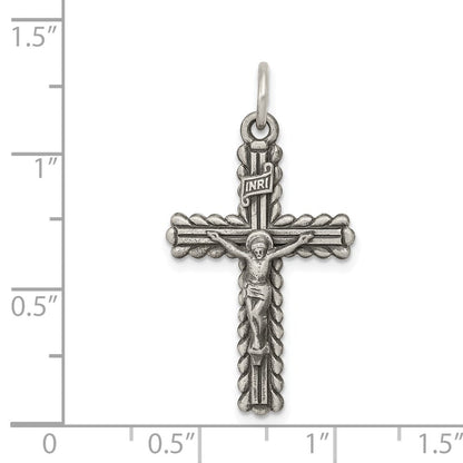 Sterlingsilber Antikisiert und Gebürstet Inri Kruzifix Anhänger