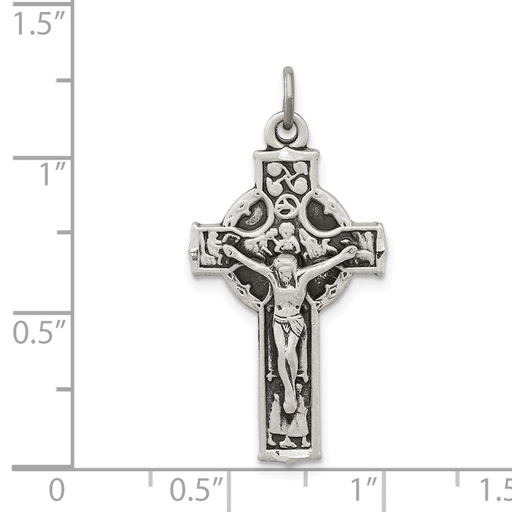 Sterlingsilber Antikisiert Irish 4-way Inri Kruzifix Kreuz Anhänger