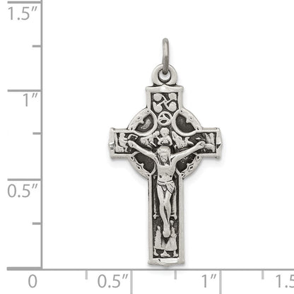Sterlingsilber Antikisiert Irish 4-way Inri Kruzifix Kreuz Anhänger