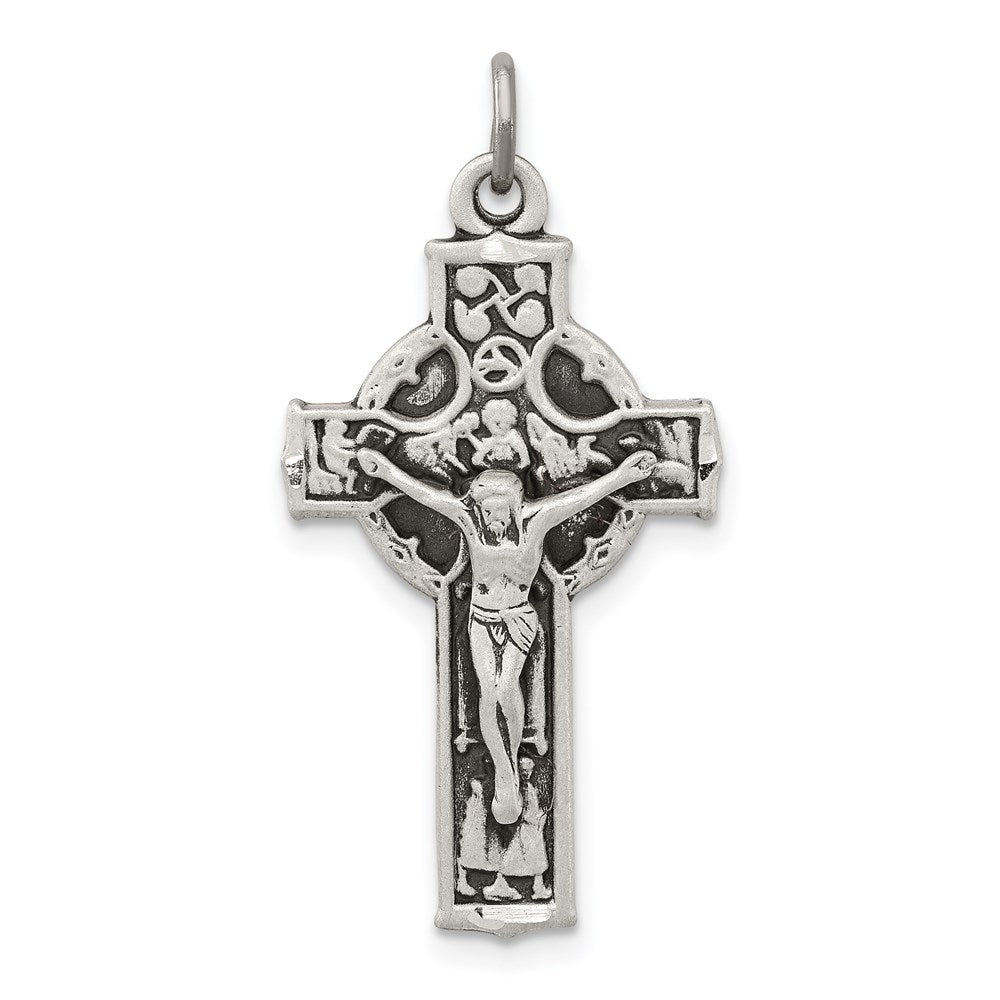 Sterlingsilber Antikisiert Irish 4-way Inri Kruzifix Kreuz Anhänger