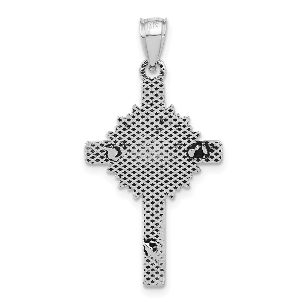 Sterlingsilber Poliert & Antikisiert Kreuz mit Rays Kruzifix Anhänger