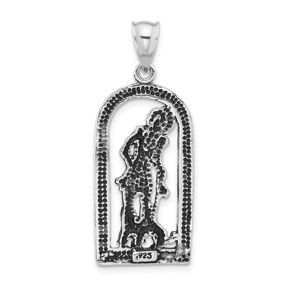 Sterlingsilber Poliert & Antikisiert St. Lazarus Anhänger