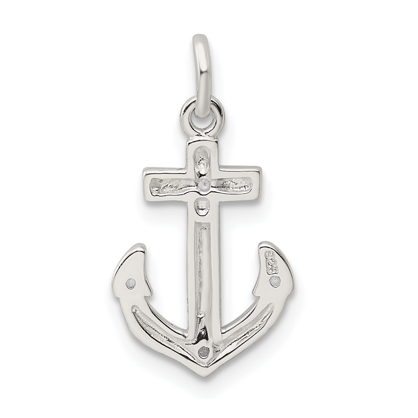 Sterlingsilber Poliert Zirkonia Anker Anhänger
