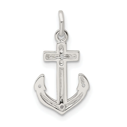 Sterlingsilber Poliert Zirkonia Anker Anhänger