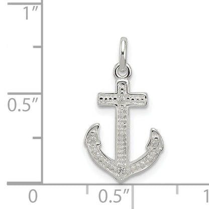 Sterlingsilber Poliert Zirkonia Anker Anhänger