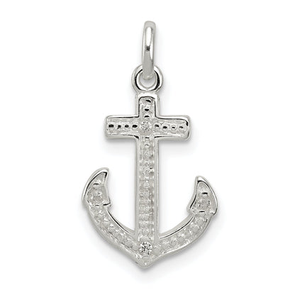 Sterlingsilber Poliert Zirkonia Anker Anhänger