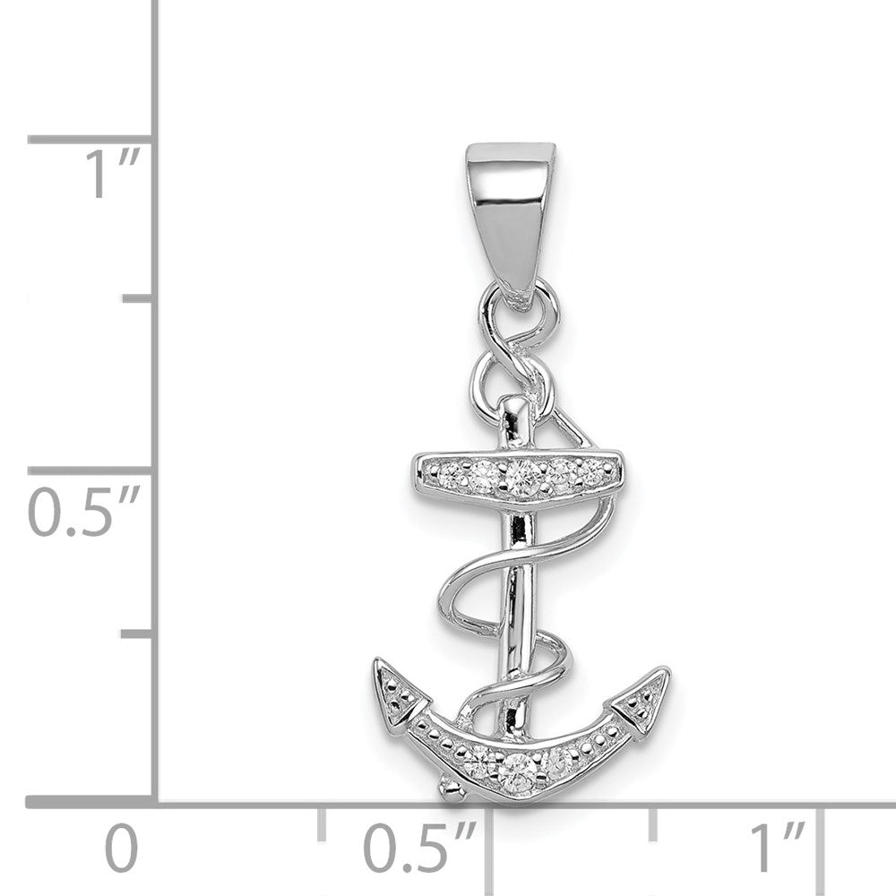 Sterlingsilber Rhodiniert Zirkonia Anker Anhänger