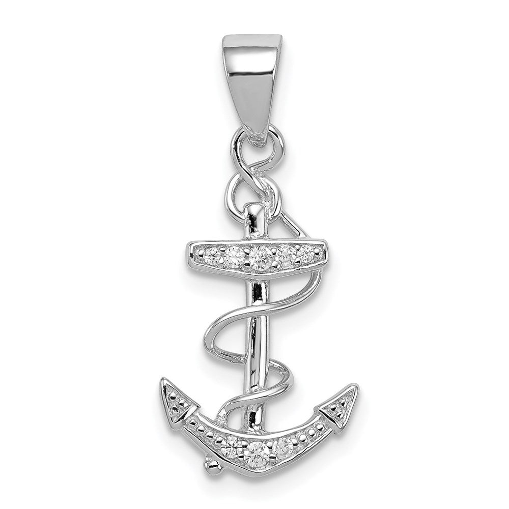 Sterlingsilber Rhodiniert Zirkonia Anker Anhänger
