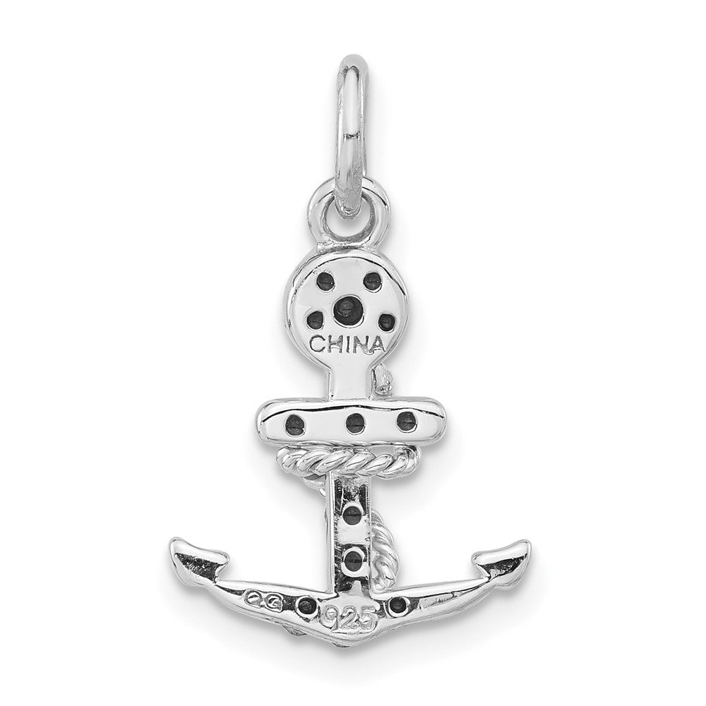 Sterlingsilber Poliert Kristall Marine Kreuz Anhänger