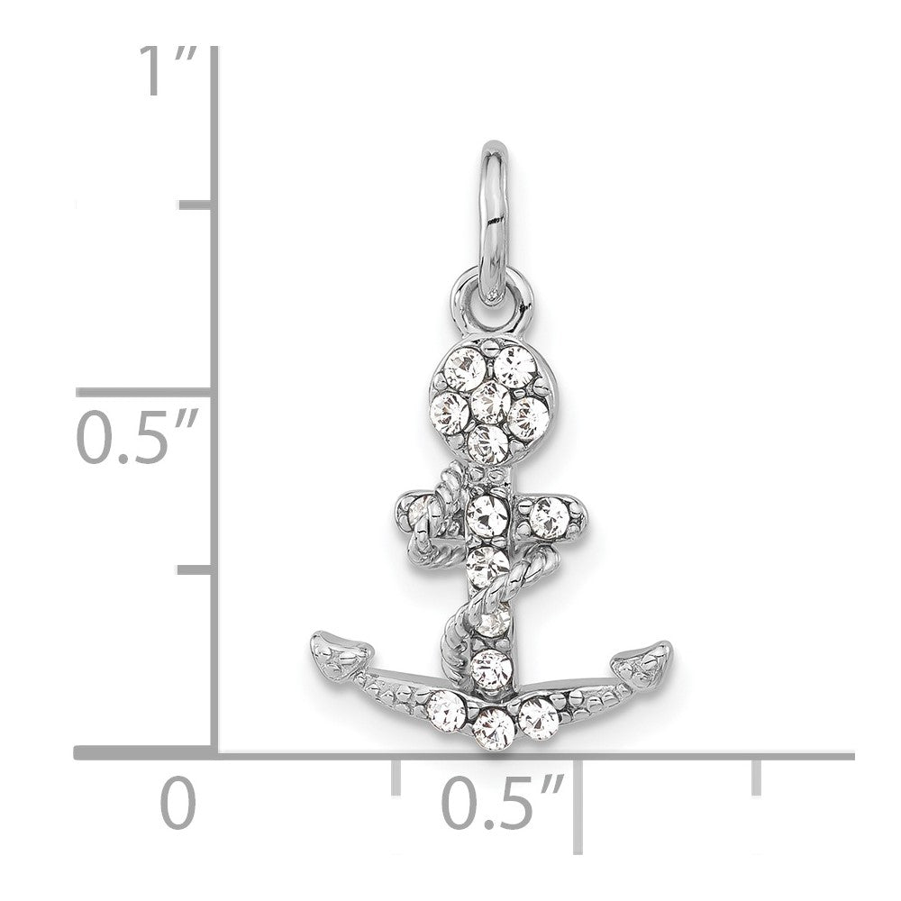 Sterlingsilber Poliert Kristall Marine Kreuz Anhänger